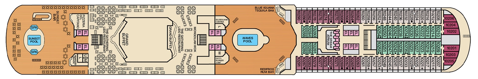 Deck 10 - Lido plan